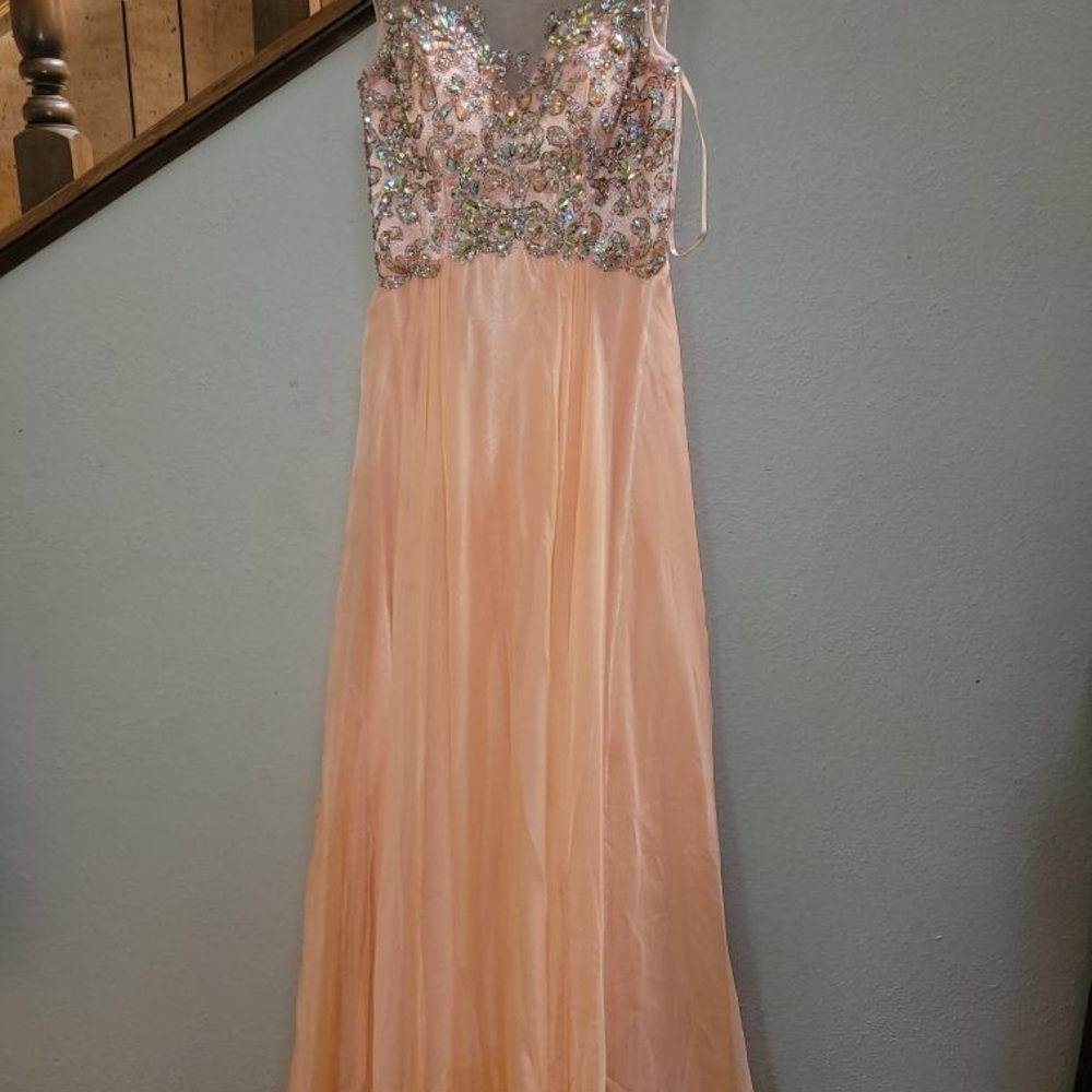 Elegant Pink Gown with Sequin Bodice